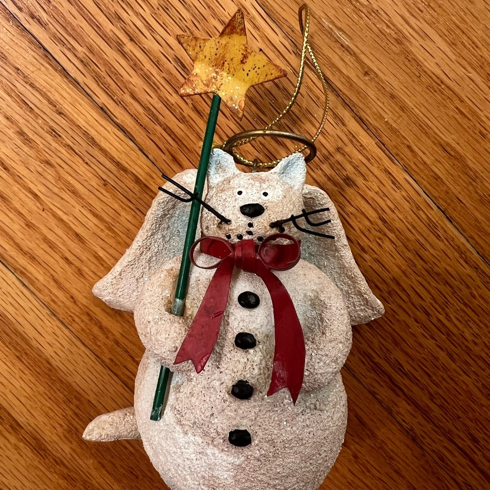 Snowman Angel cat Ornament with Star